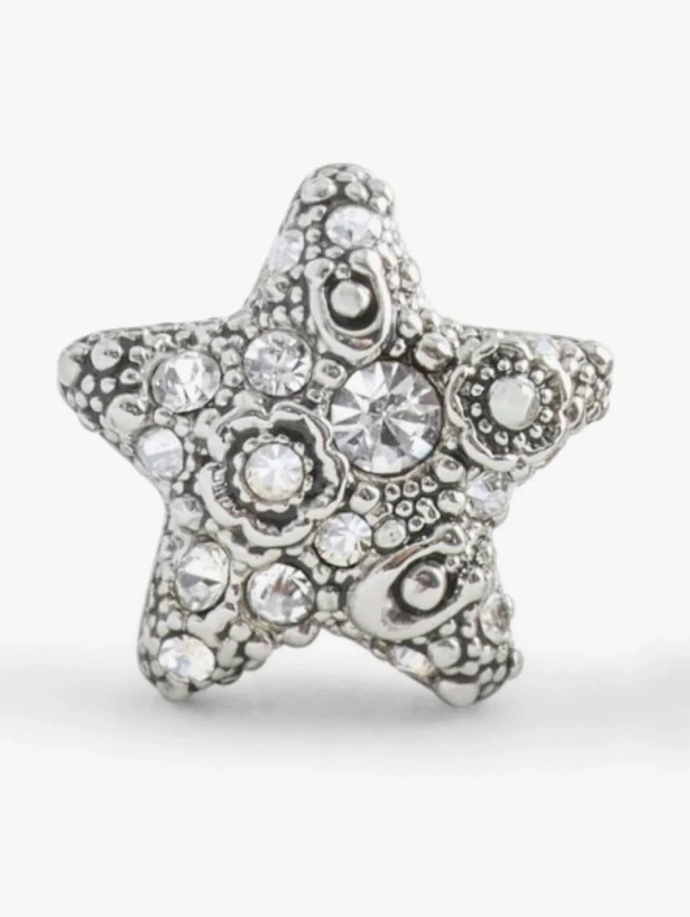 Coach Star Tea Rose Earrings - NWT - Brass/Titanium/Crystal - Picture 3 of 6
